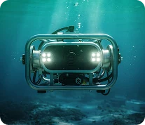 ROV preparado para inspeccionar una jaula